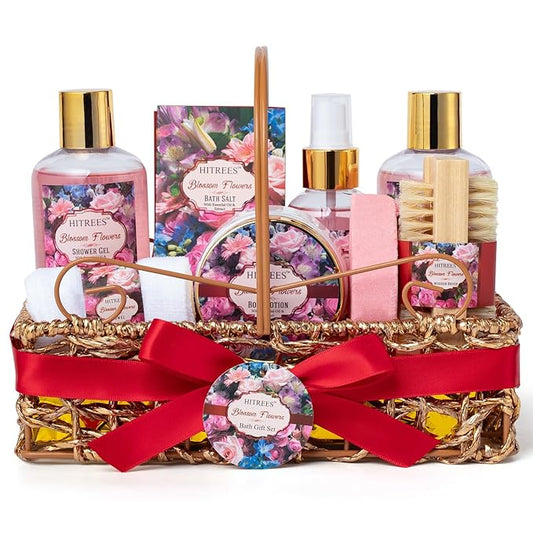 glowtalebaeuty Sets & Kits – Spa Gift Basket for Women, ROSE & JASMINE Friendship Gifts Women, Tote Bag, Shower Gel, Hand & Body Cream, Hitrees Bath Gift Set for Her, Mom, Mothers Day