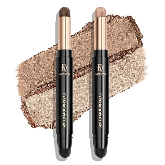 FVCOSMETIC Eyeshadow – FV Waterproof Eyeshadow Stick Duo,Long-Lasting Cream Eye Shadow Makeup Sets, High Pigmented Eyeshadow Pencil with Shimmer Finish, Natural Look (Golden & Champagne)