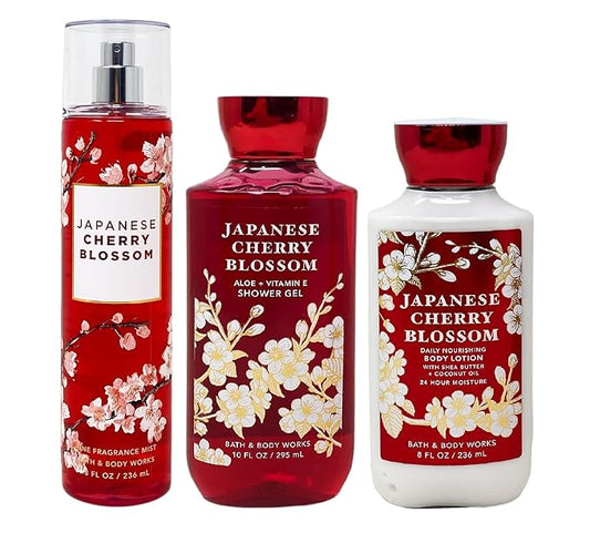 Bath+%26+Body+Works Sets & Kits – Bath and Body Works - Signature Collection - Japanese Cherry Blossom - Shower Gel - Fine Fragrance Mist & Body Lotion Trio