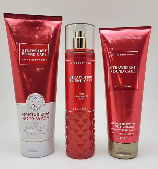 Bath+%26+Body+Works Sets & Kits – Bath & Body Works - Strawberry Pound Cake - Bundle -3 items - Moisturizing Body Wash, Ultimate Hydration Body Cream and Fine Fragrance Mist - Spring 2022