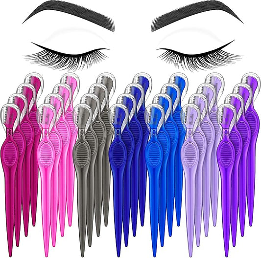 Mudder Disposable Razors – Mudder 28 Pcs Eyebrow Razor Knife Shaver Trimmer Shaver Multipurpose Exfoliating Tool Facial Hair Removal for Women Valentine Gift Giving(Assorted Colors)