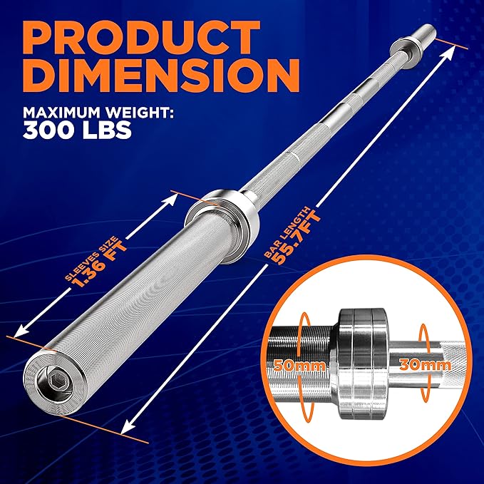Top Pick – SereneLife Olympic Chrome Barbell Bar - 7- foot