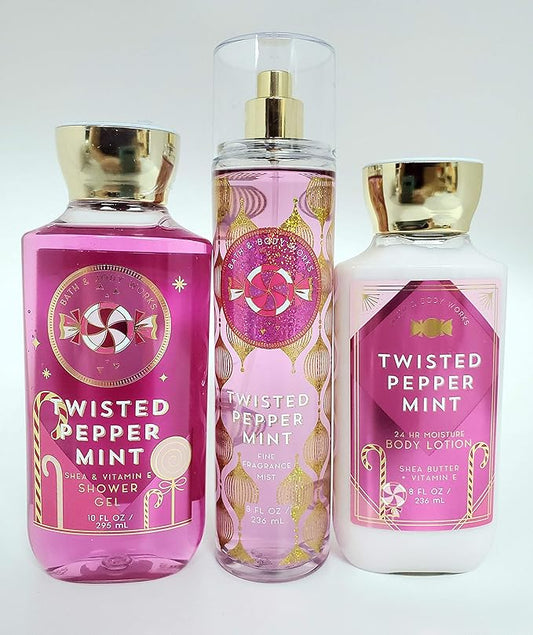 Bath+%26+Body+Works Sets & Kits – Bath Body Works Twisted Peppermint Mist , Shower Gel and Lotion